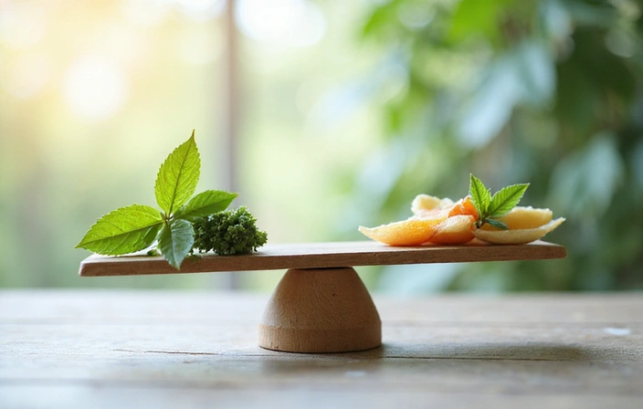 Imagine a unei balanțe sau a unor elemente naturale armonioase