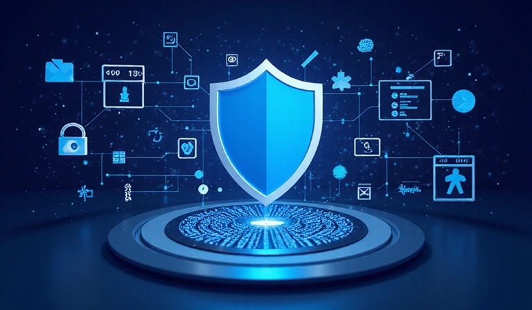 Ilustrație cu un sistem de securitate a datelor