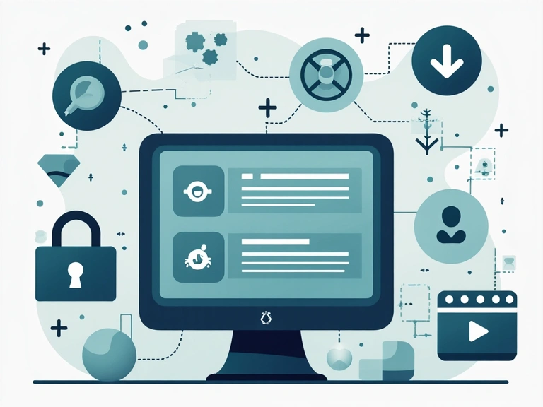 Ilustrație cu simboluri de cookie-uri și confidențialitate