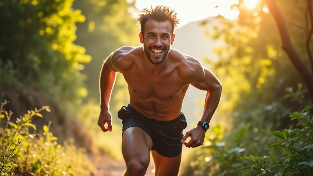 Bărbat energic făcând exerciții în natură