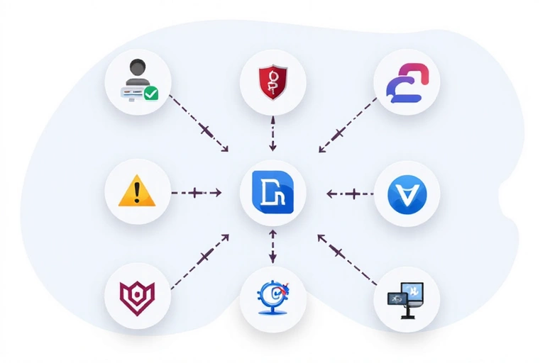 O serie de pictograme care simbolizează legături către site-uri web externe, aranjate într-un mod curat și modern, sugerând conectivitate și precauție.
